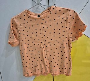 Polka Dot Ribbed Top