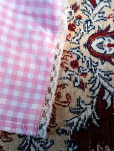 Pink Gingham Shorts with Lace Trim