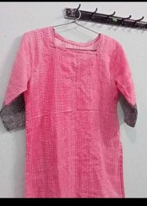Pink &amp; Gray Short Kurti Rayon Xl Donate