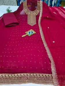 Elegant Maroon Embroidered Salwar Suit