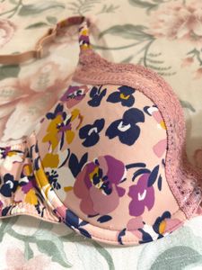 Floral Lace Trim Bra
