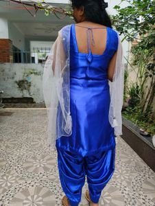 Blue Satin Salwar Suit