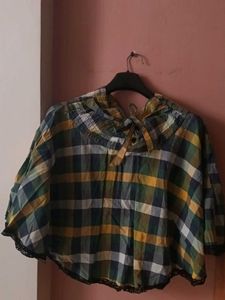 Plaid Skirt with Lace Trim