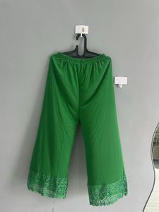 Green Lace Trim Palazzos (Upto xL, Stretchable)