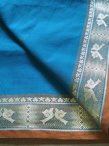 Teal Green with Orange Saree