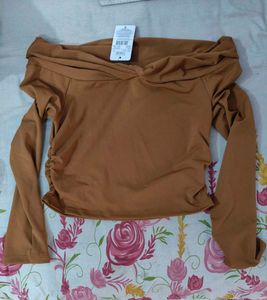 Stylish Brown Long Sleeve Top