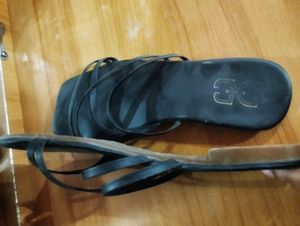 Sleek And Simple Flat Black Sandal