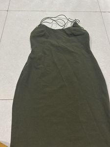 Olive Green Spaghetti Strap Dress