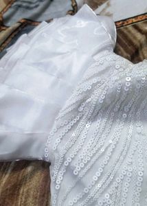 Girls' White Dress with Bow