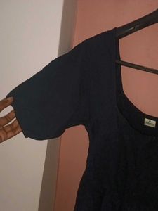 Black Square Neck Puff Sleeve Dress