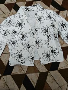 White Floral Crop Cut Top