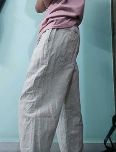 Linen Blend Khaki Trouser