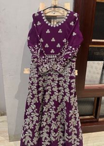 Elegant Purple Embroidered Anarkali with duppatta