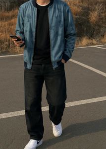 Stylish Blue Bomber Jacket