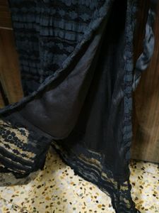 Net Kurta With Attached Floral Jute Jacket