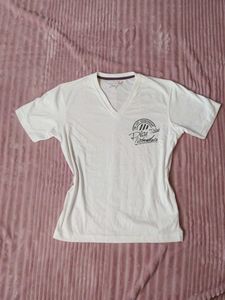 White Graphic Print Tee