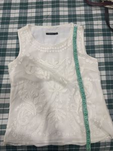 White Embroidered Tank Top