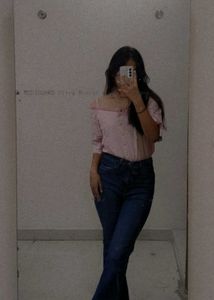 Light Pink Off-Shoulder Button-Down Top