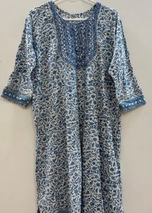 Blue & White Printed Kurti