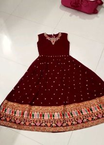 Kids Elegant Maroon Ethnic Gown