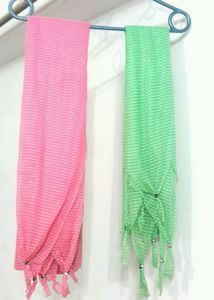 Pink And Green Dupatta For Girls 🌟