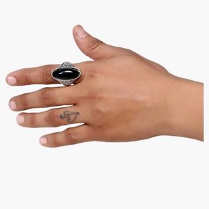 Gothic Black Stoned Grunge Ring Y2k