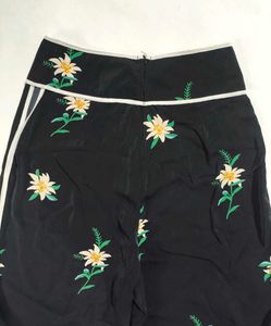 Black Wide Leg Women&#39;s Plazoo | Flower Printed