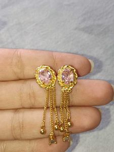 Pink Stone Dangle Earrings