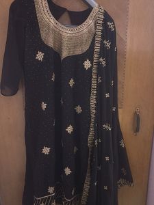 Elegant Brown & Gold Embroidered Salwar Kameez