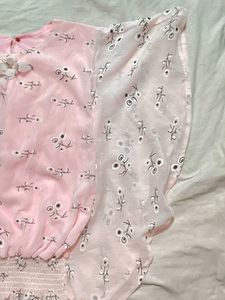 Pink Floral Top with Sheer Sleeves
