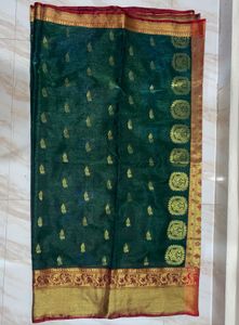 Emerald Green & Gold Sari