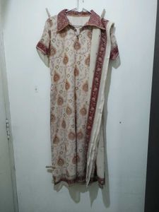 Red beige Tan Kurta Pajama Dupatta Set