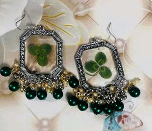 Clover Resin Drop Earrings 2 Pair Combo