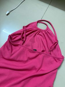 Hot Pink Ruched Bodycon Mini Dress