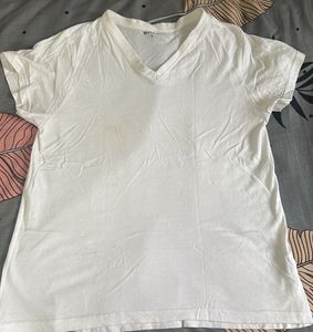 White V-Neck Tee