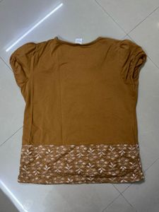 Cute Brown Lace T-Shirt