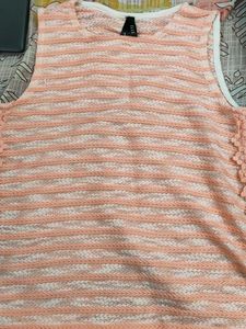 Peach Crochet Detail Tank Top