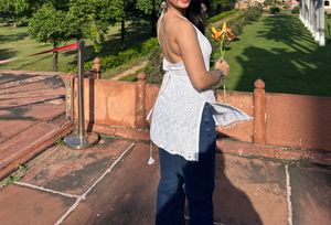 white backless kurti