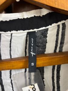 Black &amp; White Striped Button-Down Shirt (S)