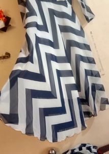 White &amp; Blue Gown Dress