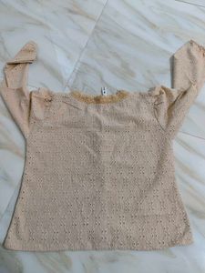 Peach Eyelet Top