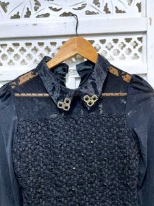 Korean Victorian Noir Peplum Top C