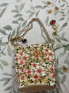 Floral Embroidered Potli Bag