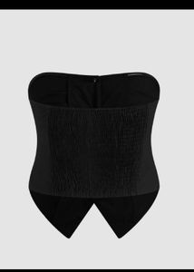 Chic Black Button-Down Tube Top