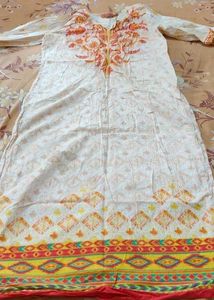 Rangriti Peach Straight Kurta