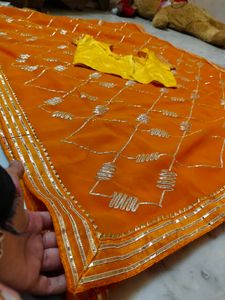 Marwadi style Orange Saree with Blouse