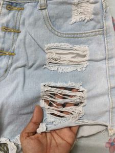 Ripped Denim Shorts