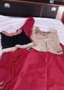 Red And GOLDEN Flared Skirt