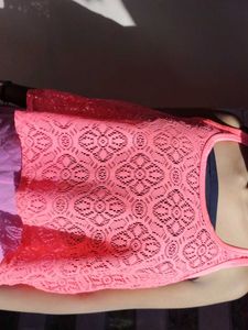 Coral Lace Tank Top