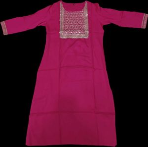 Pink Embellished Kurti Dress